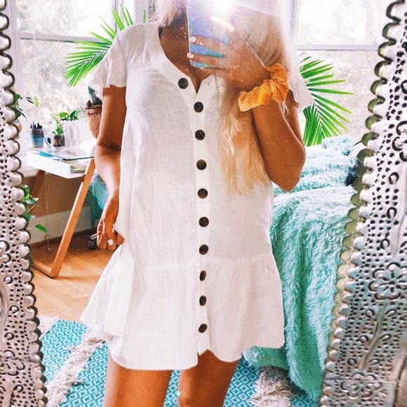 Skylar + Madison White Button Up Babydoll Dress - Picture 3 of 5